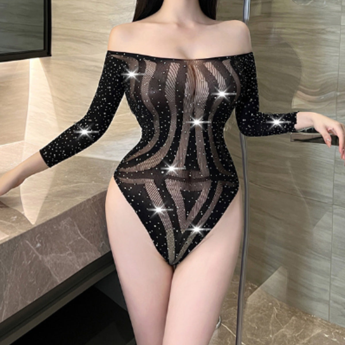 Large size jumpsuit backless fun net outfit