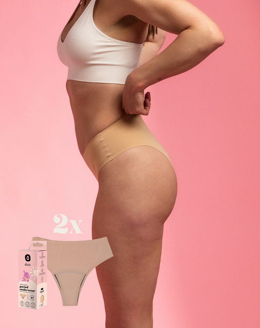 2 x Set- Period underwear- Cheeky- Beige- Nylon