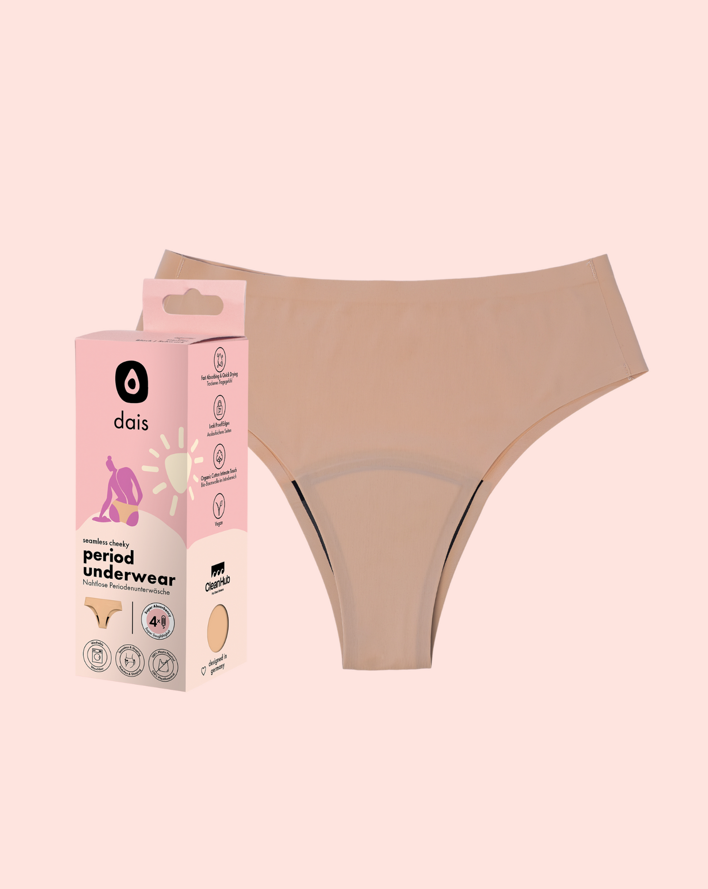 Period underwear- Cheeky- Beige- Nylon