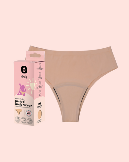 Period underwear- Cheeky- Beige- Nylon